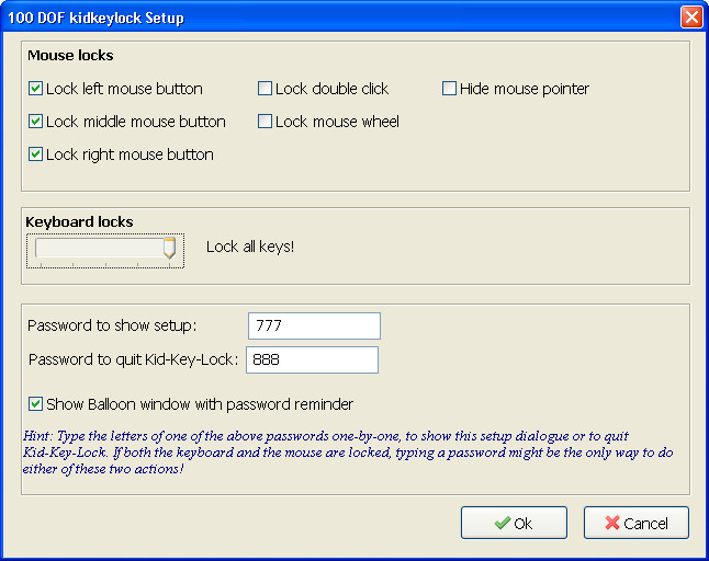 настройка программы KidKeyLock